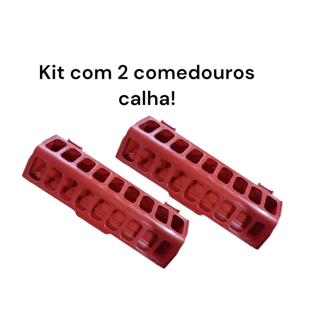 KIT C/2 COMEDOURO CALHA 18 FUROS CODORNA  PINTINHO AVES