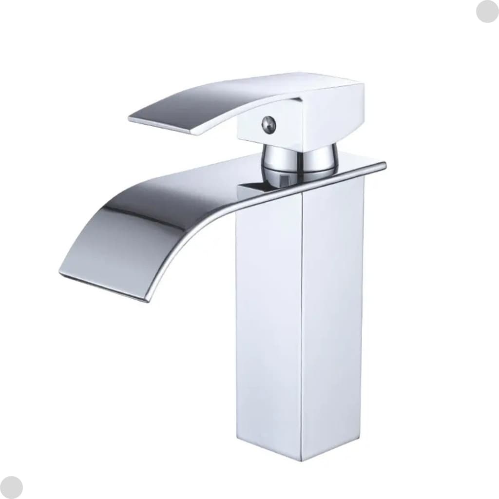 TORNEIRA BANHEIRO CASCATA MISTURADOR MONOCOMANDO CROMADA BICA BAIXA LAVABO LAVATÓRIO