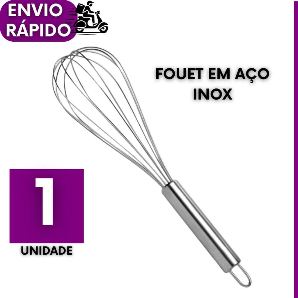 Batedor De Ovos e Massas Fuet Cabo Reforçado 30CM Utensilio