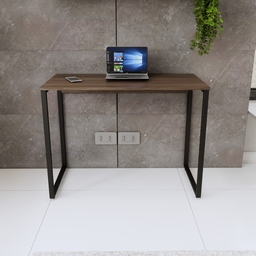 Mesa de Escritório Home Office Estilo Industrial - Metalon Preto - 100 CM