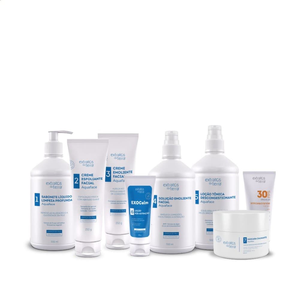 Kit limpeza de pele completo 7 itens Extratos da Terra