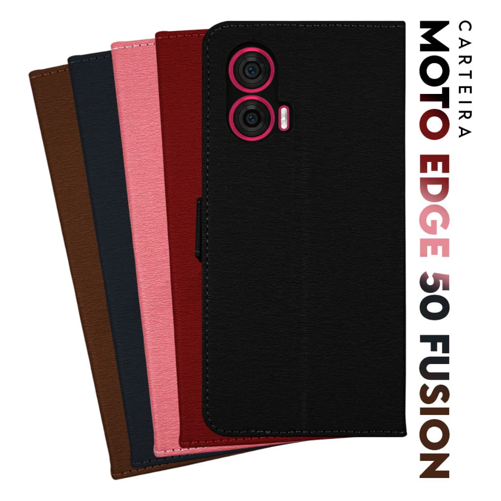 Capa Carteira Motorola Moto Edge 50 Fusion 5G XT2429 em Couro Fecho Magnetico Porta Cartão Case