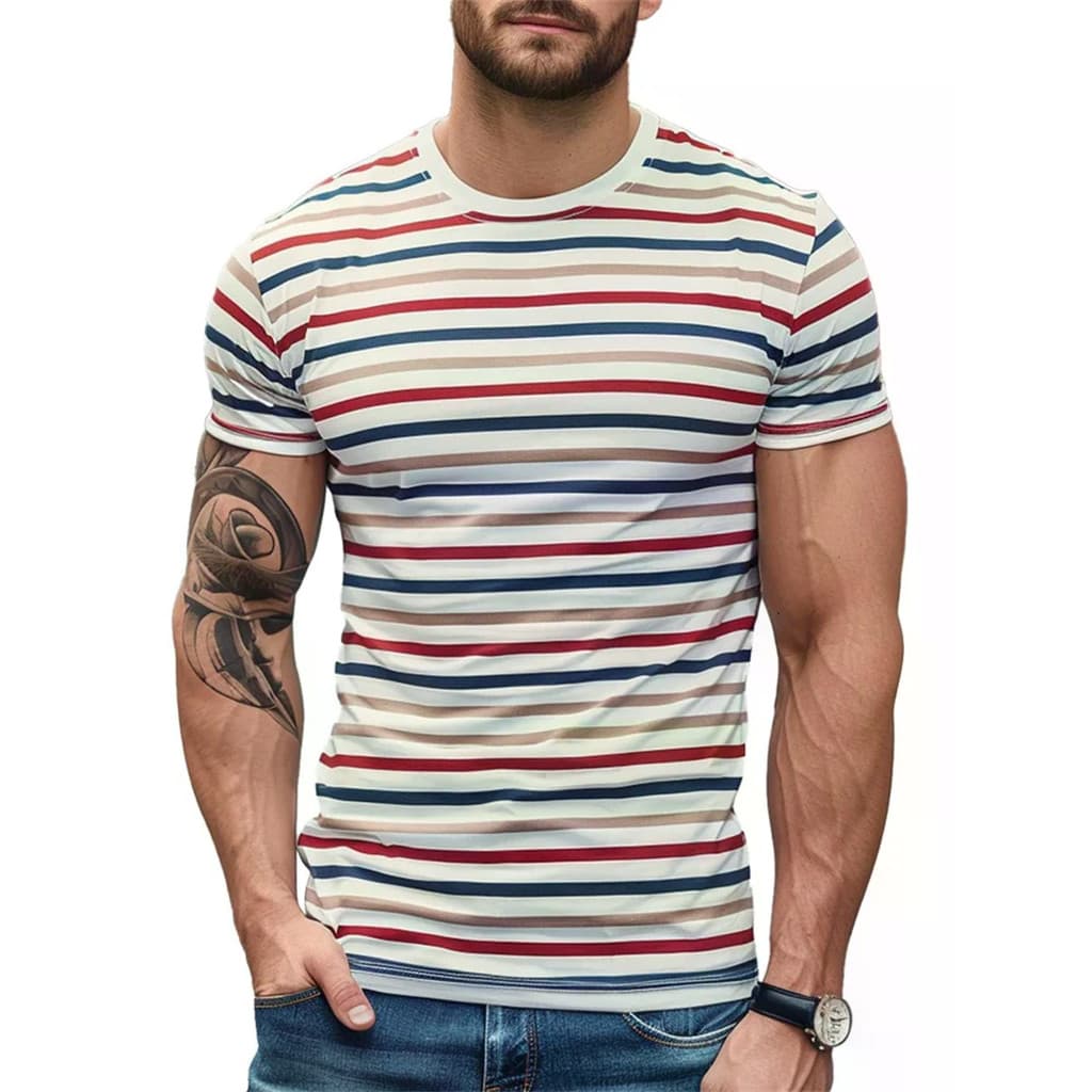 Moda Listra 3D Impresso T Camisas Para Homens Verão Casual Tripulação Pescoço Manga Curta Camiseta Solta Vintage Respirá