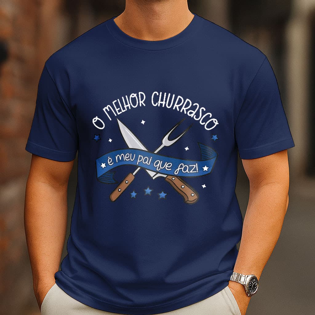 Camiseta Masculina Personalizada Pai Churrasqueiro - Camisa 100% em Algodão - Envio Rápido - Spyke Shop