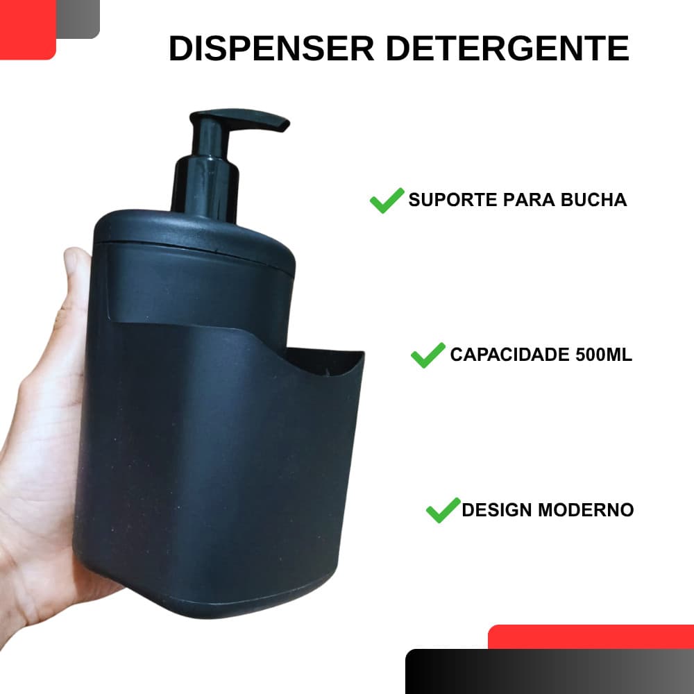 Dispenser Detergente 500ml para pia cozinha com suporte para Esponja