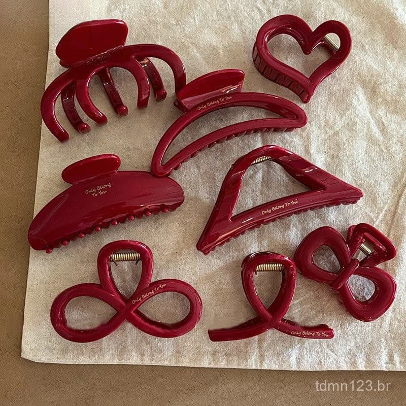MORNIN Coleção Vermelha Francesa ! Letras Grandes Grip Letters Gold Label Cabeça Costas Updo Shark Clip Acessórios De Ca