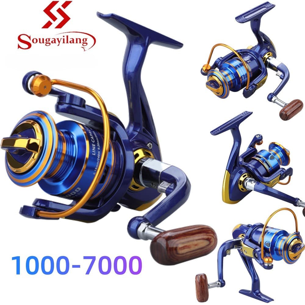 Sougayilang Carretel De Metal 12BB De Alta Qualidade , Pesca Giratório , Série 1000-7000 , Alça Dobrável De Alumínio 5.2