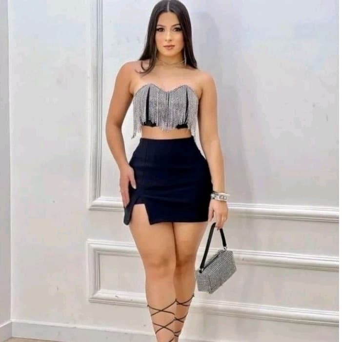 Short saia de uma fenda feminina básica balada REF:039