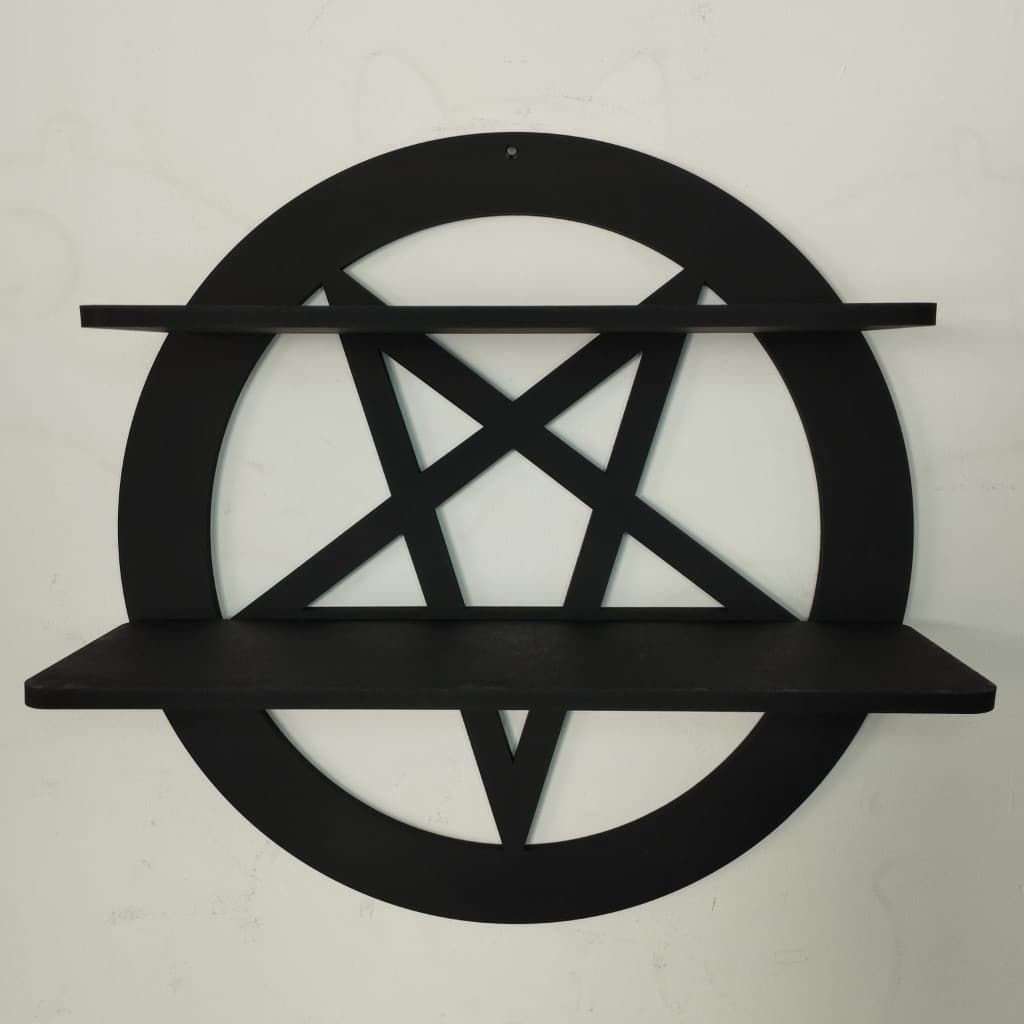prateleira de parede hack nicho 30cm pentagrama invertido wicca bruxa porta cristais porta incenso incensário