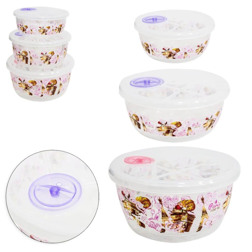 CONJUNTO DE POTE DE PLASTICO REDONDO COM TAMPA E VALVULA PARIS 3 PECAS 950 / 600 / 350ML