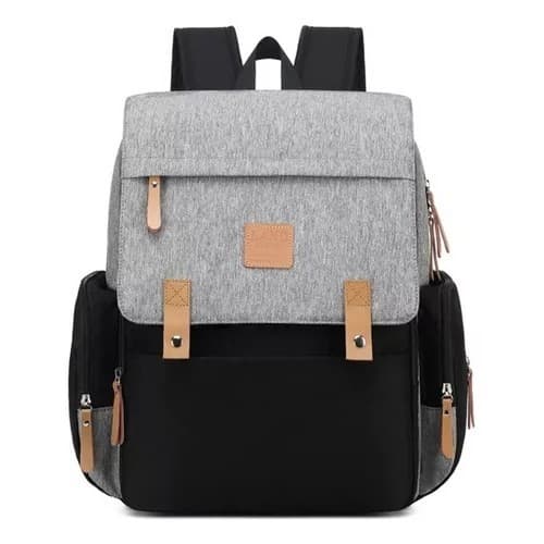 MOCHILA LAND LUXURY COR CINZA E PRETO COM TROCADOR