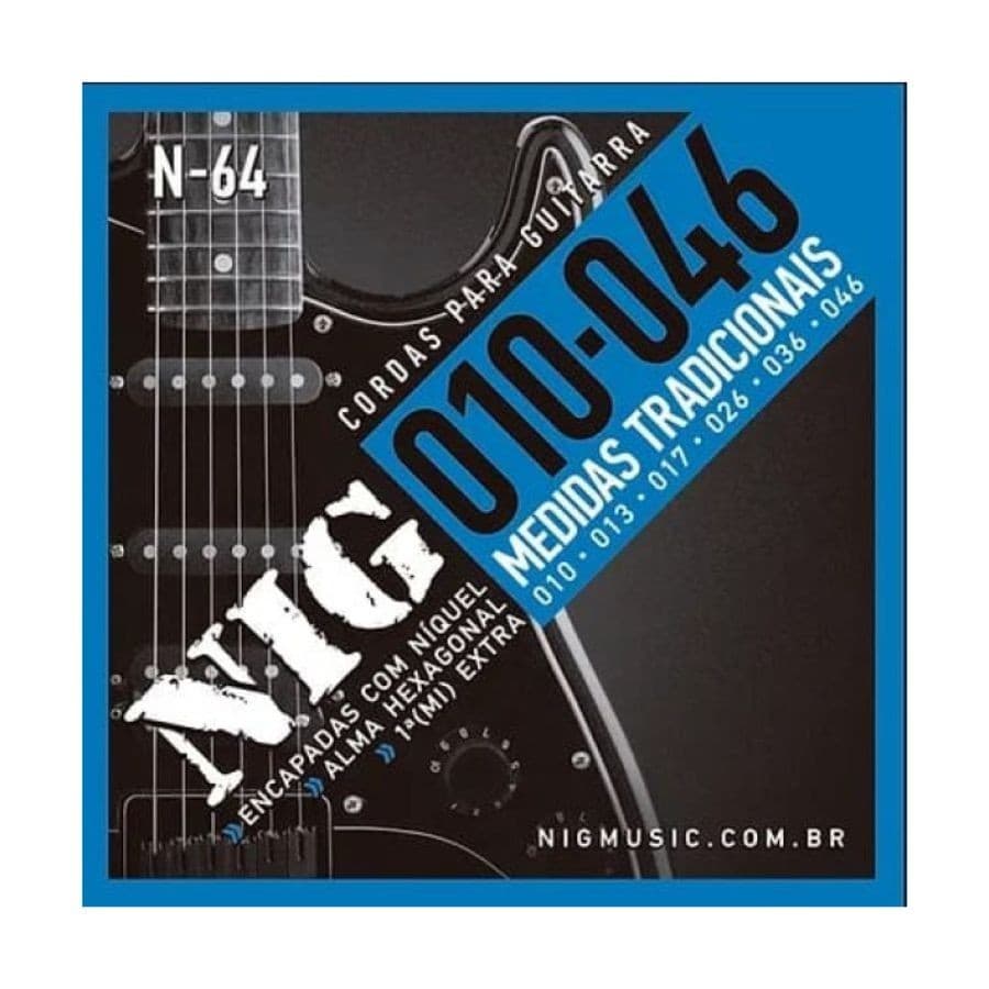Encordoamento Para Guitarra 6 Cordas Nig (.010 - .046) N64