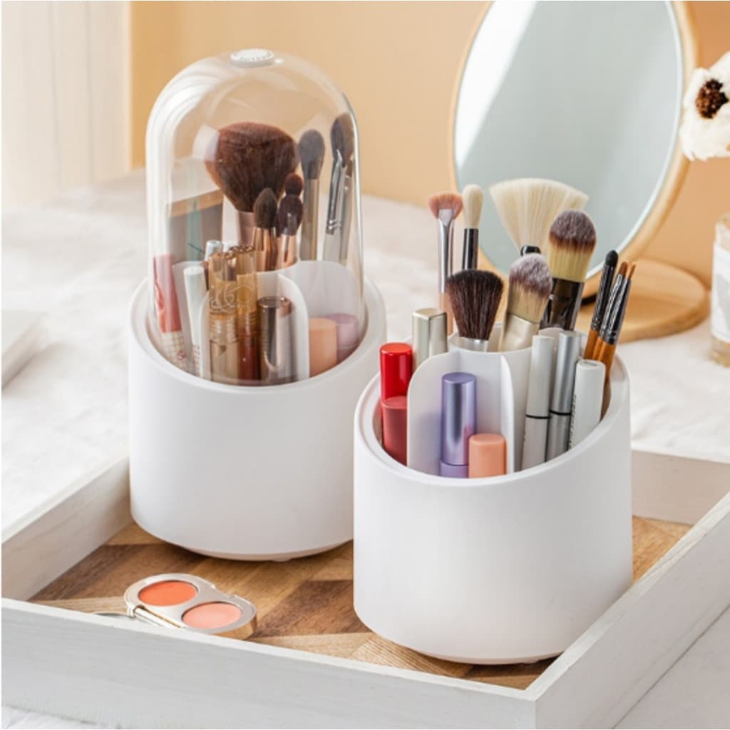 Organizador Portátil 360º De Mesa Cosmético Maquiagem Porta-escovas Batom Tubo Transparente