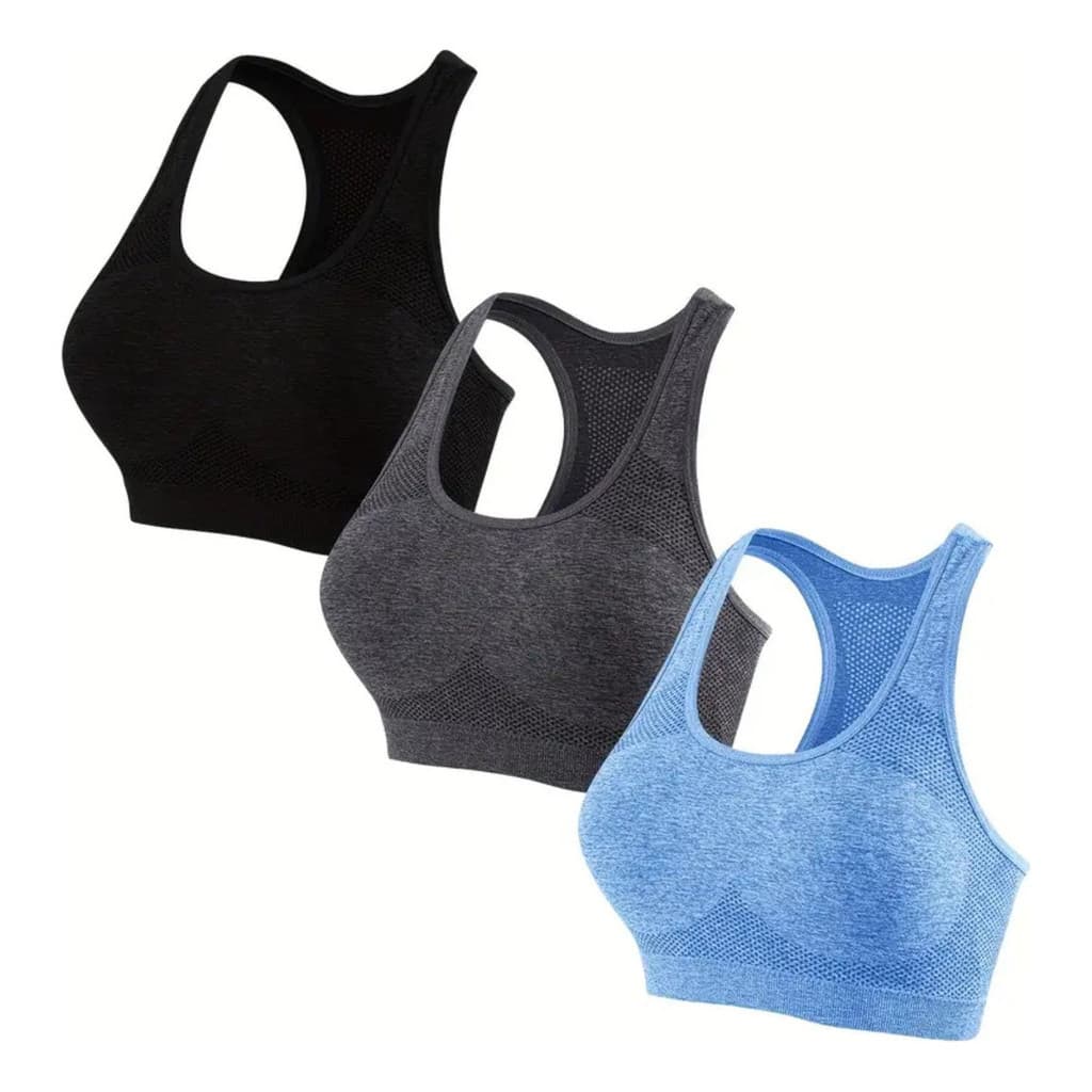 Kit 3 Tops Com Bojo Esportivo Fitnes Academia Yoga Ciclismo
