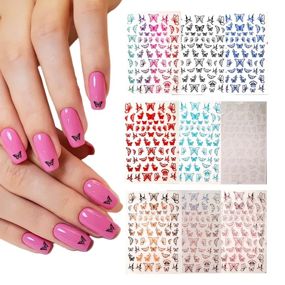 576 Adesivo de Unha 3D Holográficos Borboleta Colorido Revenda Atacado Manicure