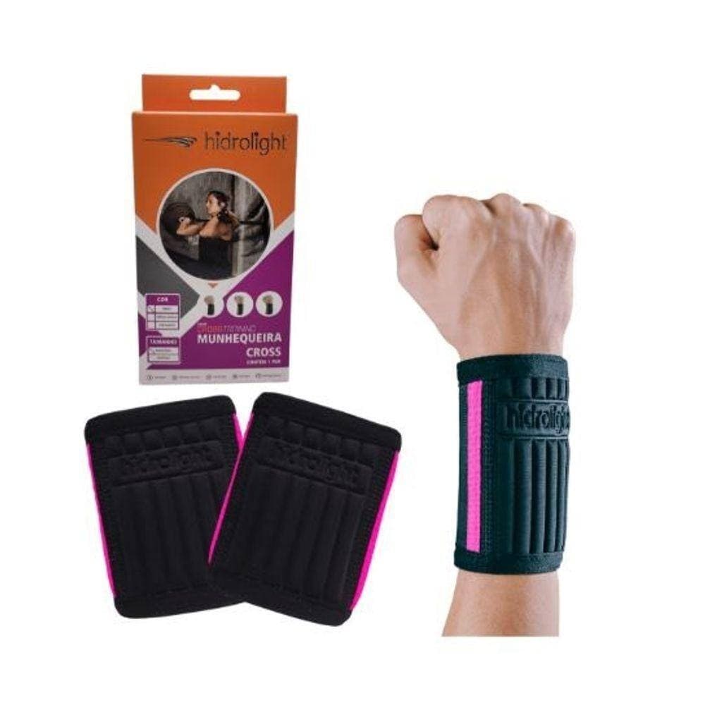 MUNHEQUEIRA DE PULSO PARA TENDINITE PULSO ABERTO  PRETO/ROSA