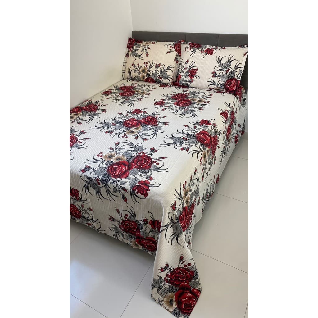 Kit Colcha Estampada Casal Queen  Bella Piquet 03 Peças