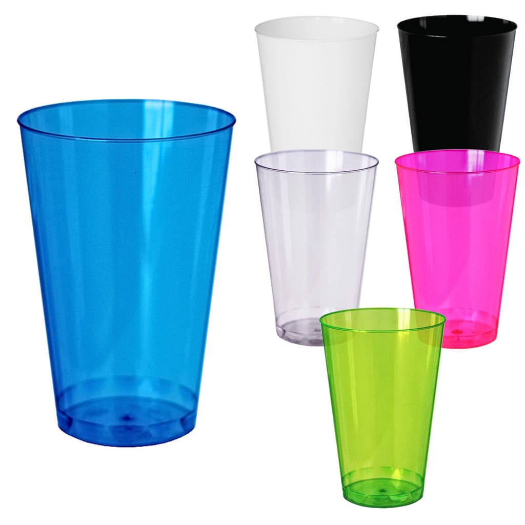 Kit 50 150 Copo 300ml Acrílico Descartável Lavável Resistente Colorido Festa Bebidas Refri Sucos