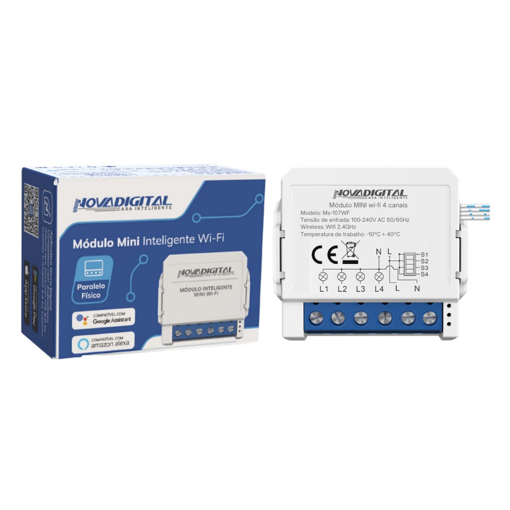 Interruptor Inteligente Mini Relé 4 Canais Wifi Novadigital Tuya Alexa Google Automação Smartlife