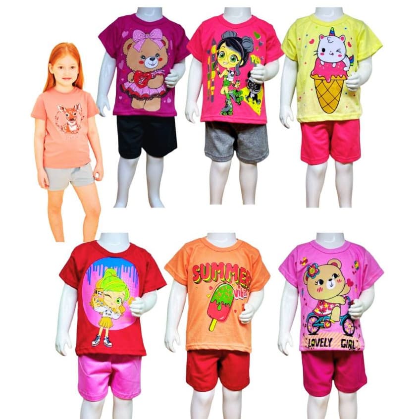 Produto Kit10 peças Conjunto Roupa Infantil Menina 10 pecas 5 conjuntos 1ao 7 anos Roupa Menina Infantil Short e Blusas