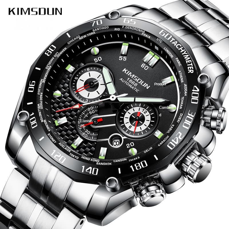 KIMSDUN Marca Moda Multi-Função Relógio Mecânico Automático À Prova D 'Água Luminoso Esportes Relógio Masculino