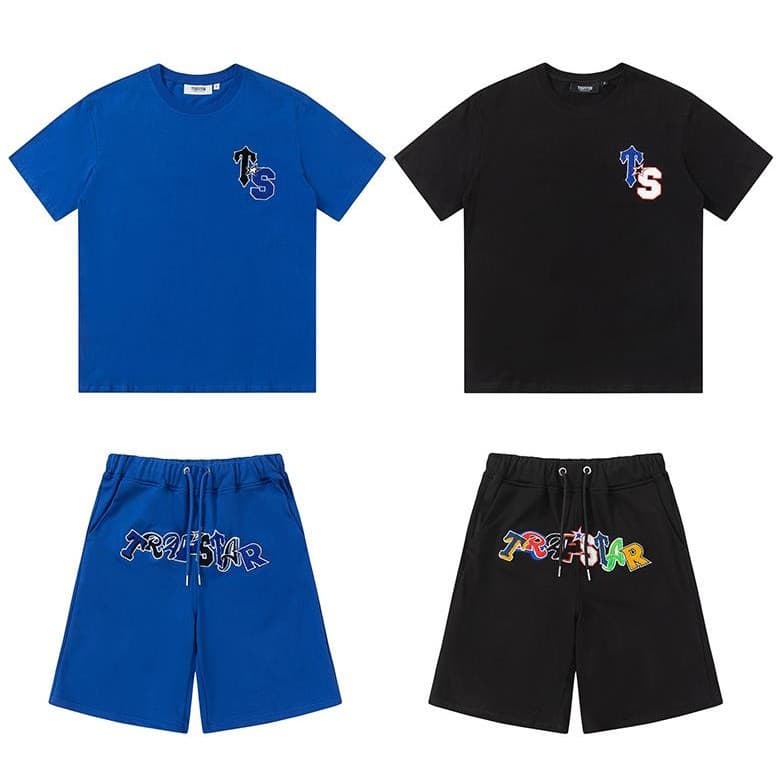 "Trapstar – Camiseta e Shorts de Moletom com Letras Coloridas, Versatilidade em Conjunto ou Peças Separadas"