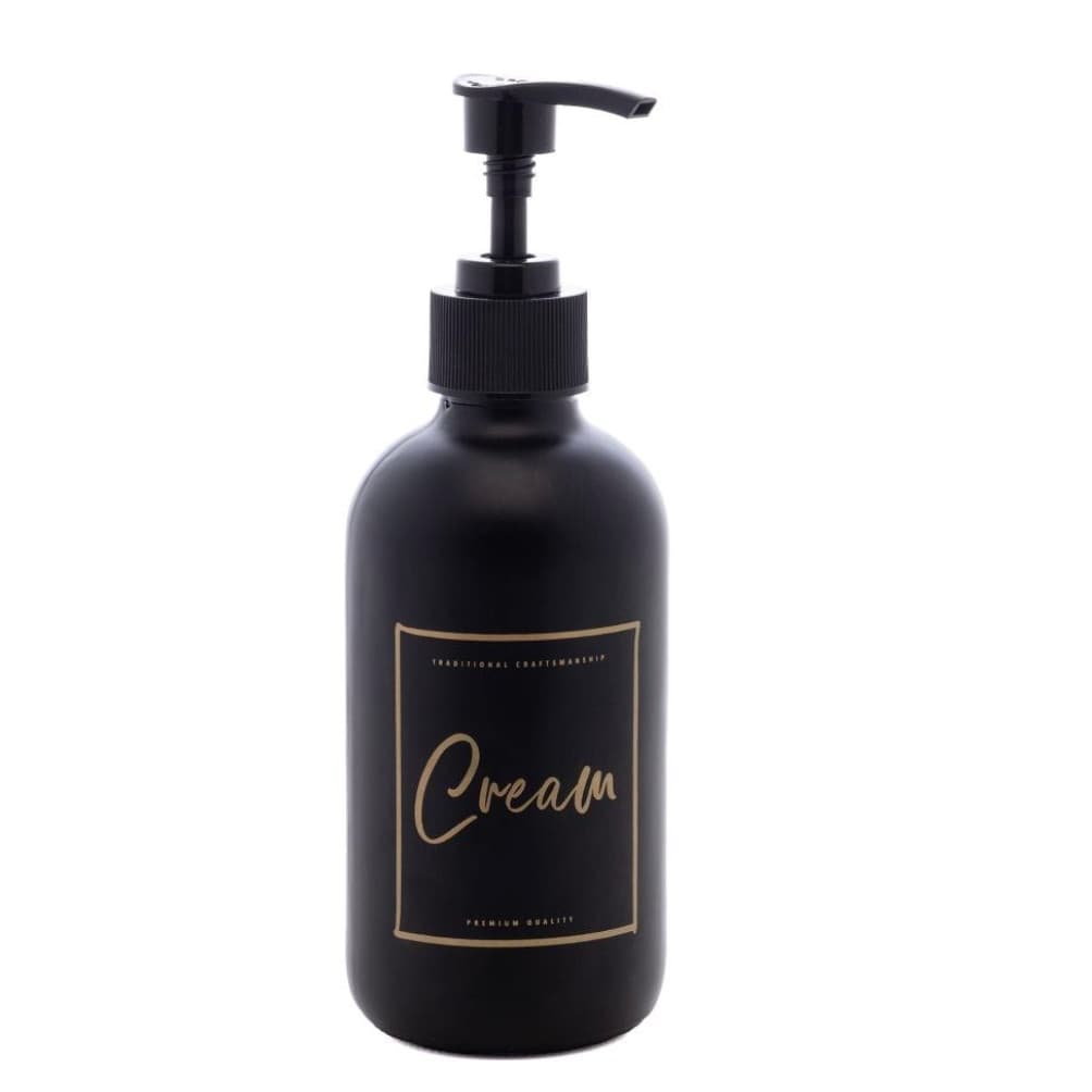 Porta Creme com Pump Lyor Preto de Vidro Fosco 250ml