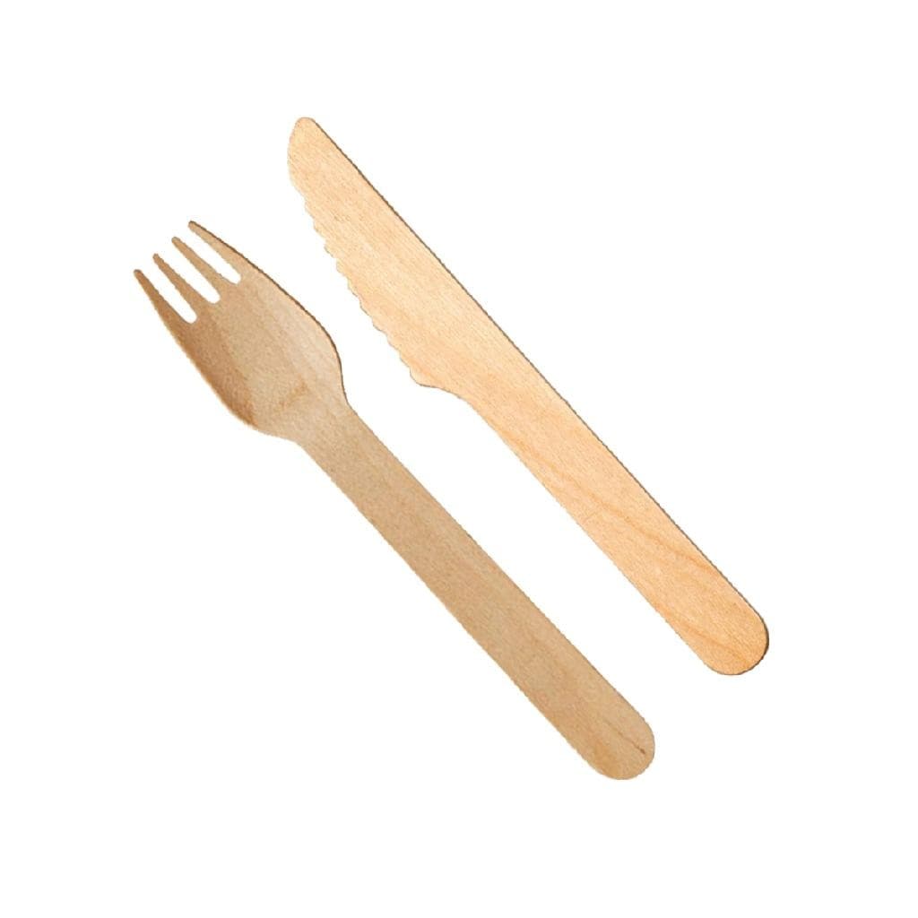 Garfo E Faca De Madeira Biodegradável Billa Mesa Kit 10