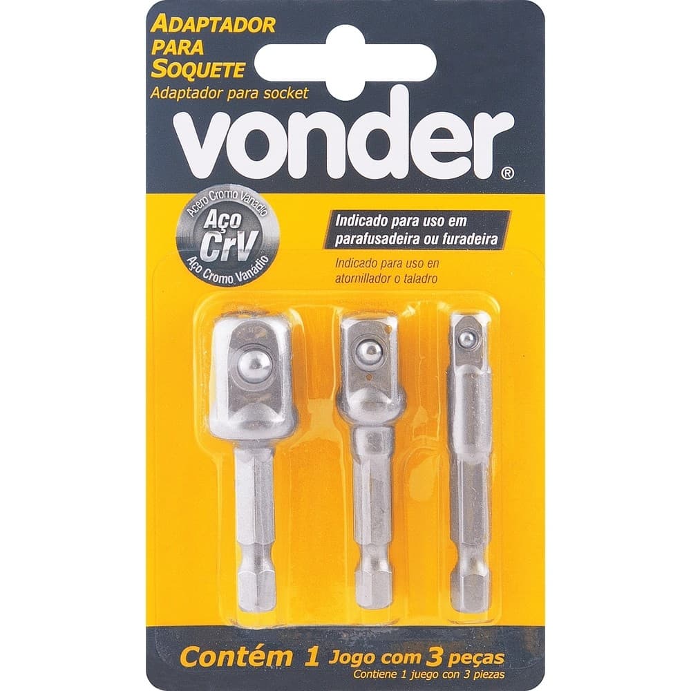 Jogo de Adaptadores P/ Soquetes 1/4 3/8 1/2 Vonder