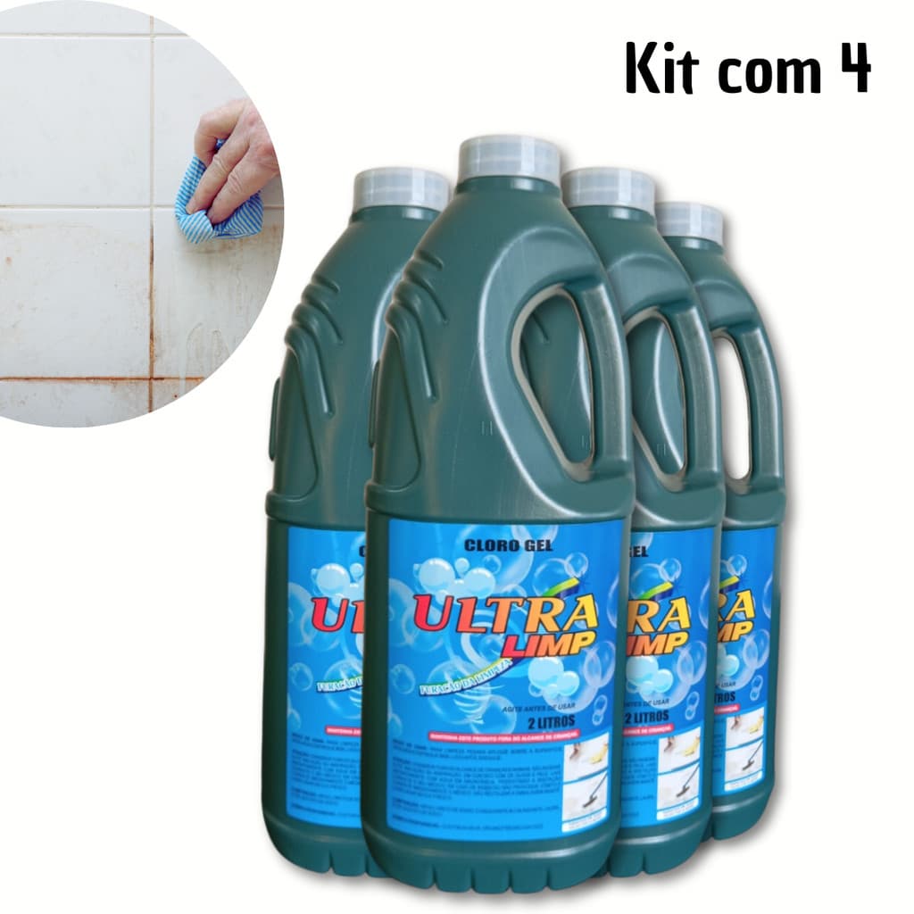 Kit 4 Cloro em gel + BRINDE PLANER LIMPEZA limpa piso, paredes, banheiros Limpeza pesada