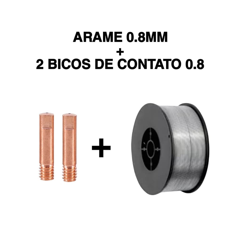 1 UNIDADE ARAME SOLDA MIG E71T- Lynus  0,8 M 1kg + 2 BICO DE CONTATO 0,8MM