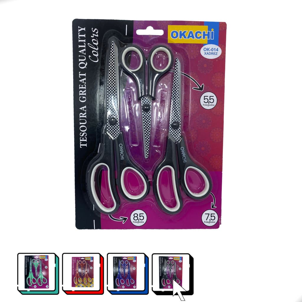 Kit 3 Tesoura Okachi Ok-014 Costura Patchwork Aço Inox