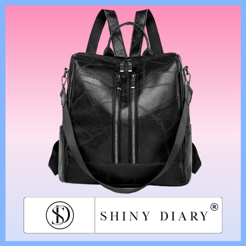 SHINYDIARY Mochila Bolsa Feminina GRANDE Escolar Trabalho Viagem Couro Sintéticos Reforçada Media