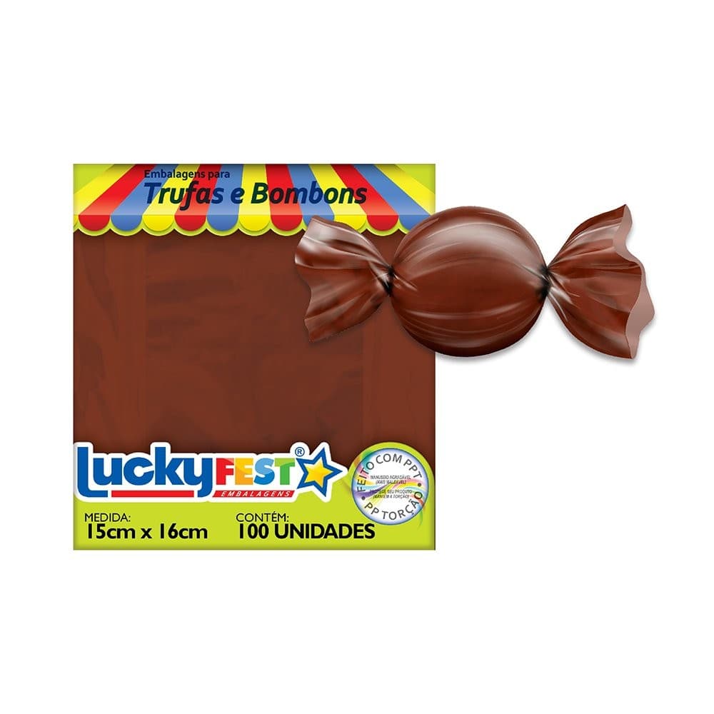 Embalagem Para Trufa Lucky Fest Nenhum - Marrom