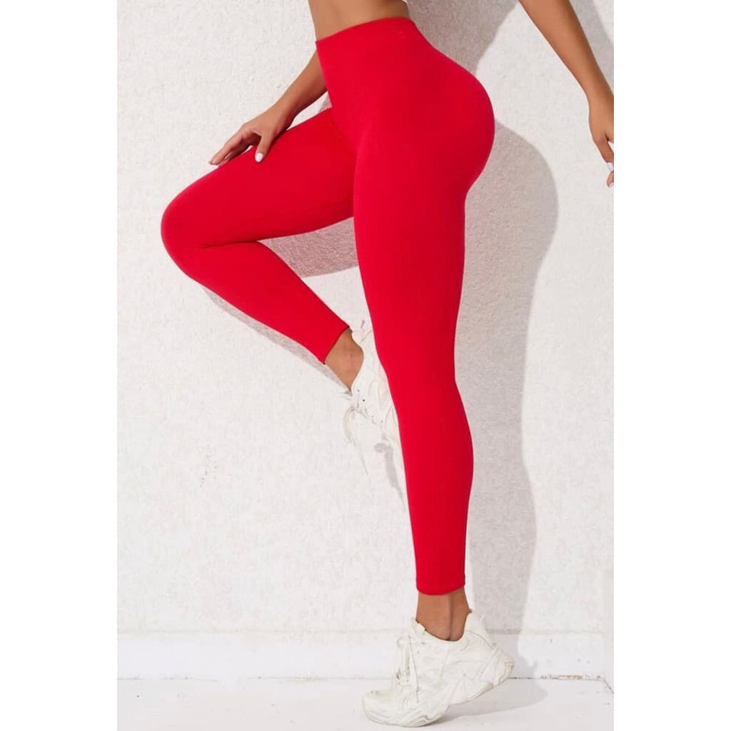 Calça Legging Vermelha Suplex Caimento Perfeito Pronta Entrega