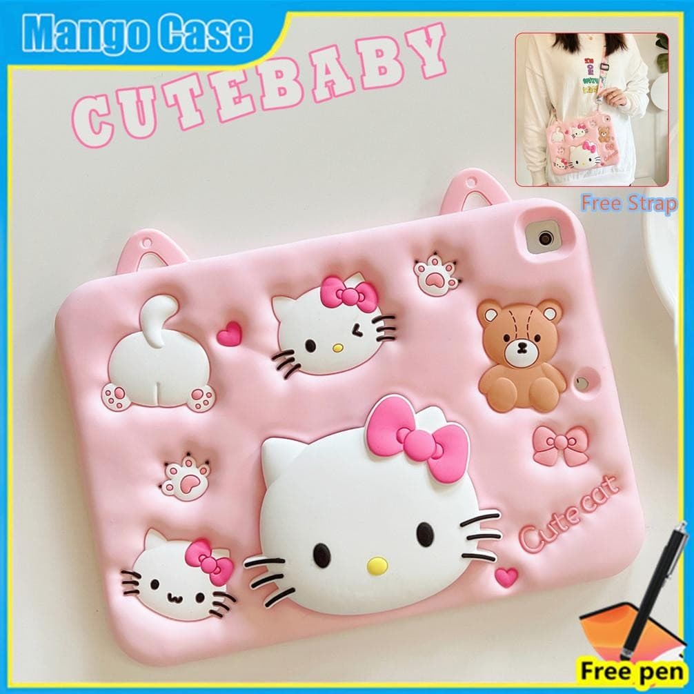 Capa Compatível Com Redmi Pad 2 2025 11 Polegadas 4G Suporte De Cola Macia Alça De Embalagem Bonito Menina Gato TK