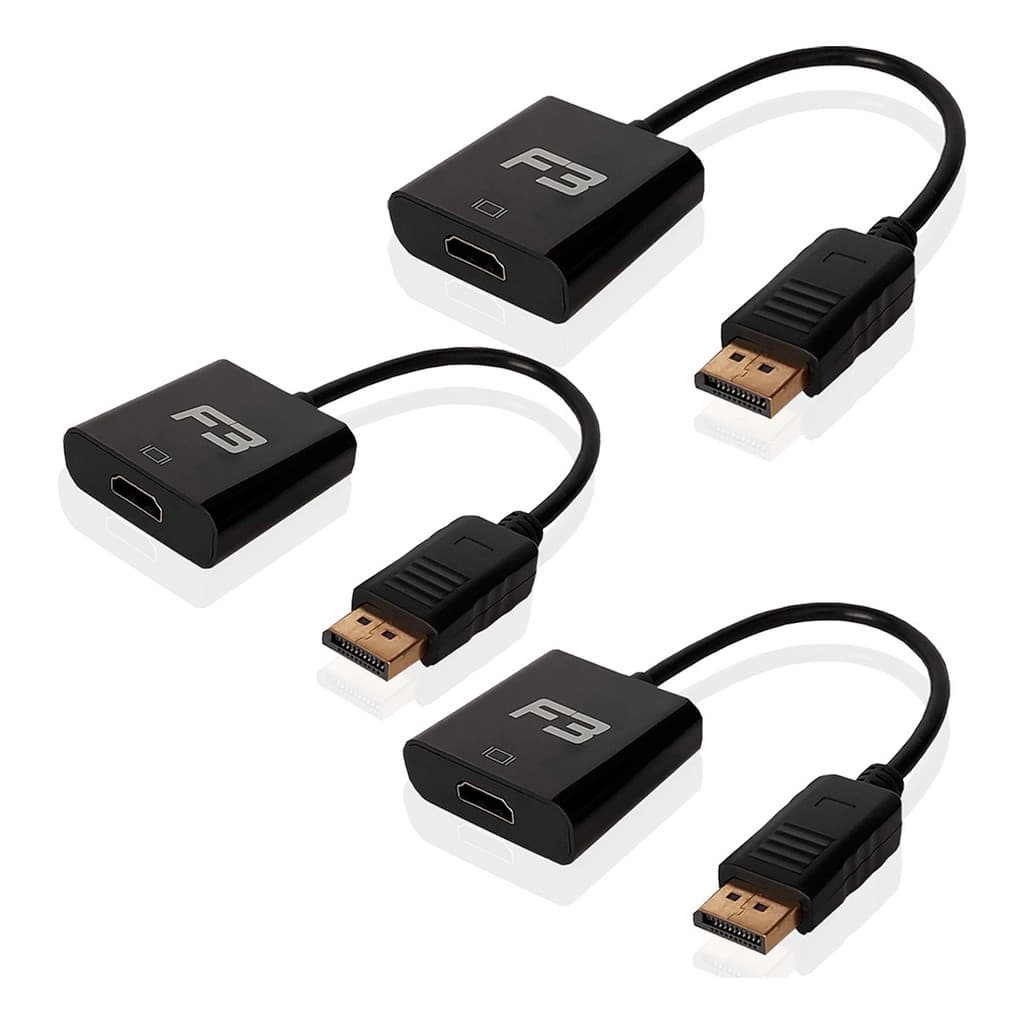 Kit 3 Cabos Adaptador Displayport Para Hdmi