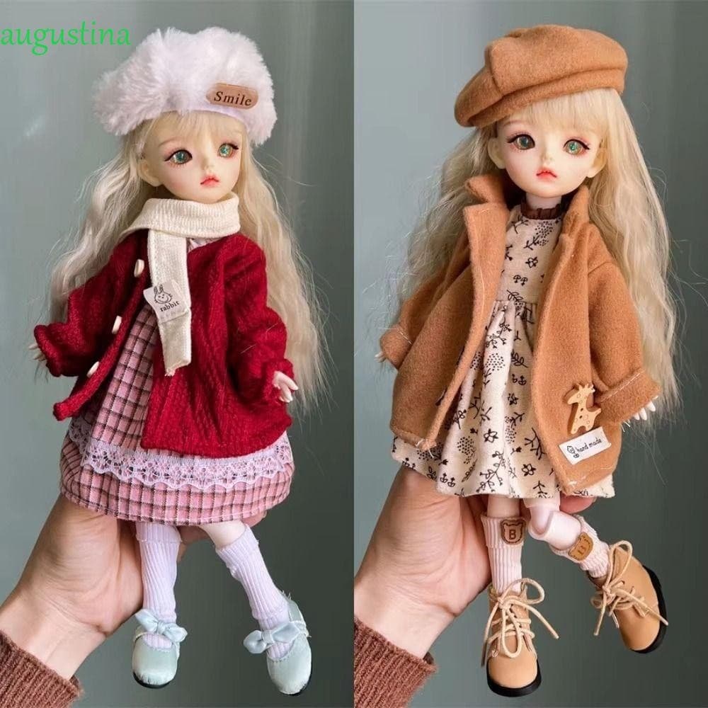 AUGUSTINA Boneca Terno De Inverno , Roupa Casual Bonito Vestido 30cm Roupas De , Casaco Chapéu Doce 1/6 BJD