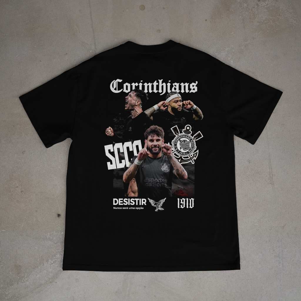 Camiseta Corinthians 100% Algodão Camisa Futebol Timão Fiel Blusa Yuri Alberto Memphis Garro