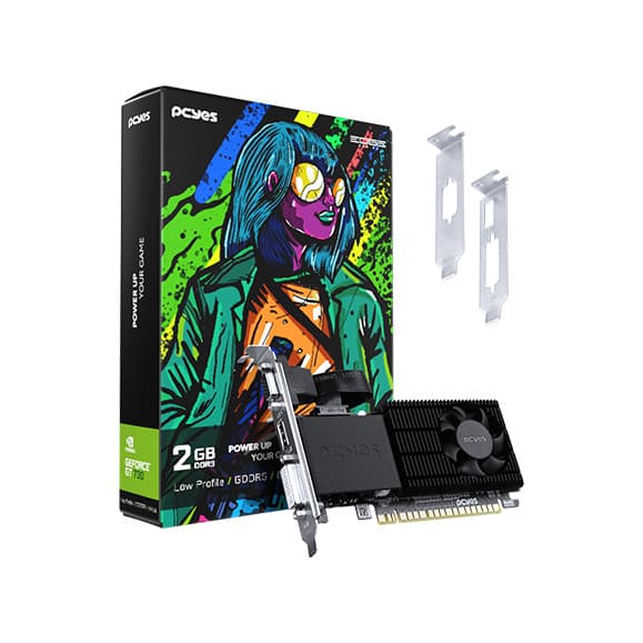 Placa de Vídeo Gráfica Gpu Geforce Gt730 2Gb Ddr5 64 Bits Low Profile Pcyes