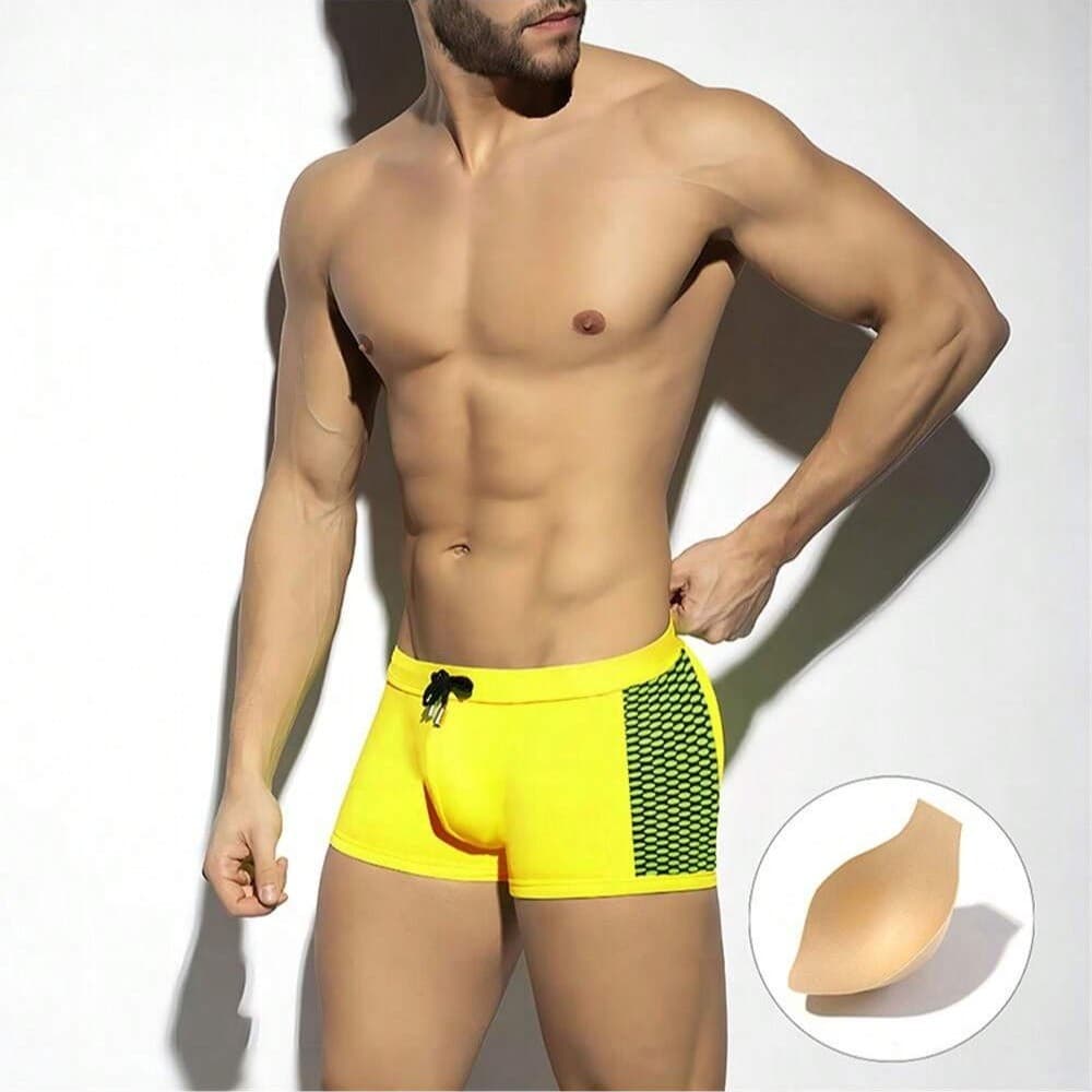 Sunga masculina malha verde Com bojo praia Secagem rápida para o verão