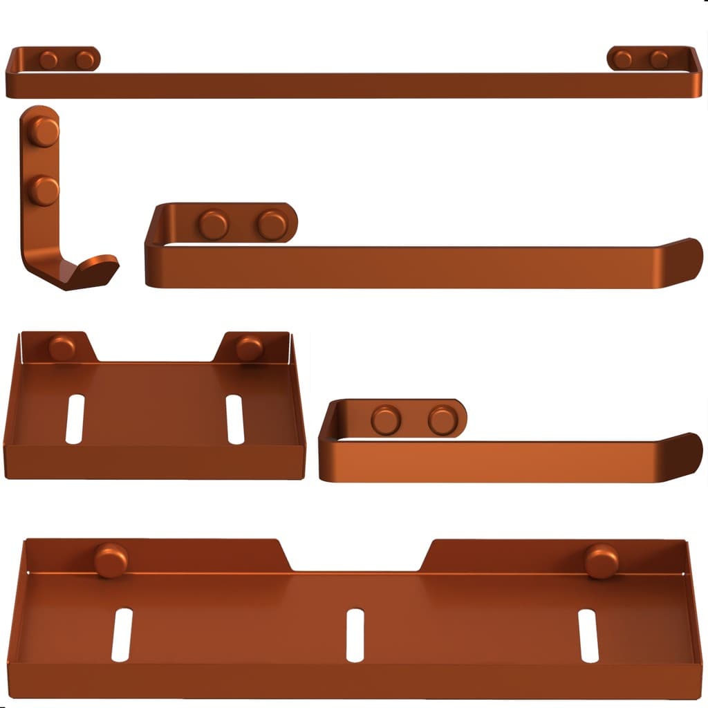 Kit Acessórios Para Banheiro 6 Peças Rose Gold SF Plus