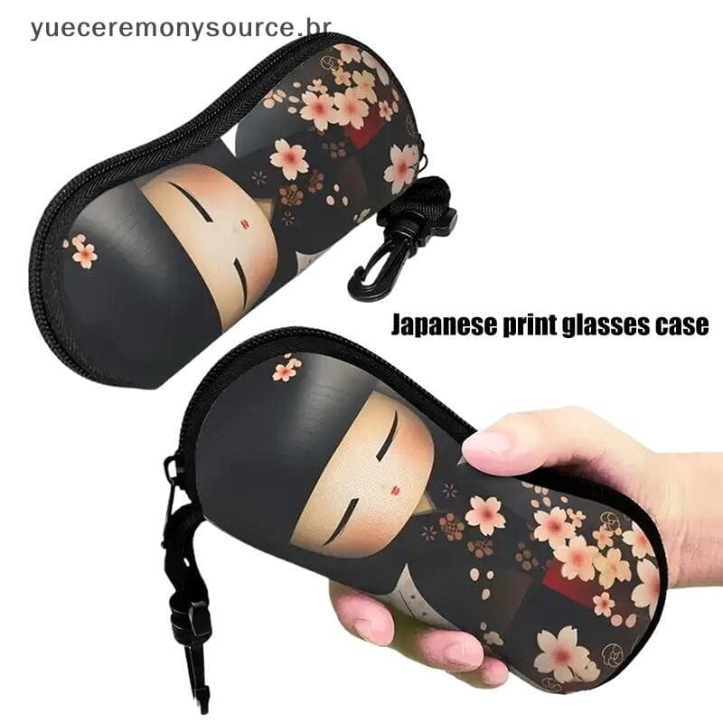 # yuece Estilo Japonês Kimono Cherry Blossom Girl Print Glasses Case Óculos Caixa De Armazenamento Portátil Adequada Par