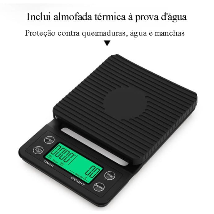 Balança de café de alta precisão, 0.1g, balança de cozinha, 3kg/5kg, desligamento automático, descascamento, Display LED