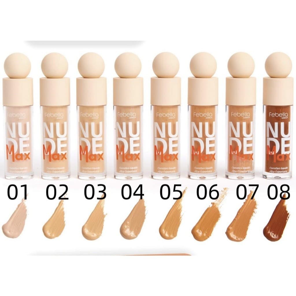 Corretivo Liquido Alta Cobertura Febella Makeup nude max CL5098