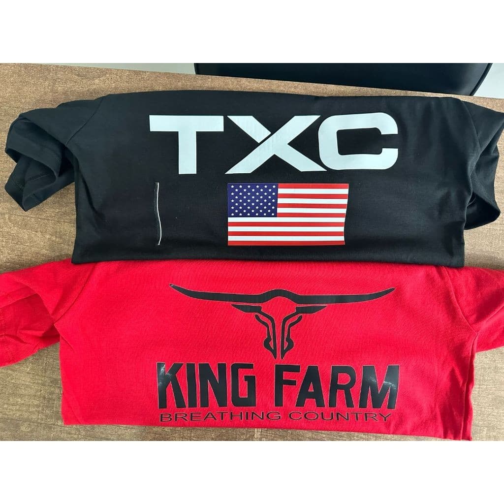 Kit duas camisetas infantil TXC E KING FARM 2 ao 16 100% algodão