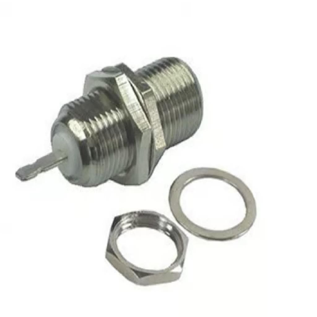 Conector F Painel com Porca e Arruela – 50 Unidades  Conexão Segura e Durável