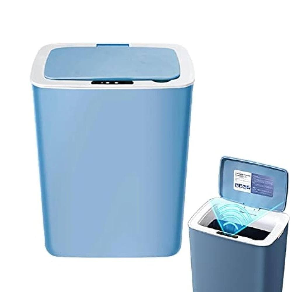 CESTO DE LIXO INTELIGENTE COM SENSOR LIXEIRA AUTOMATICA 14 LITROS COZINHA BANHEIRO PORTATIL TOUCH AZUL