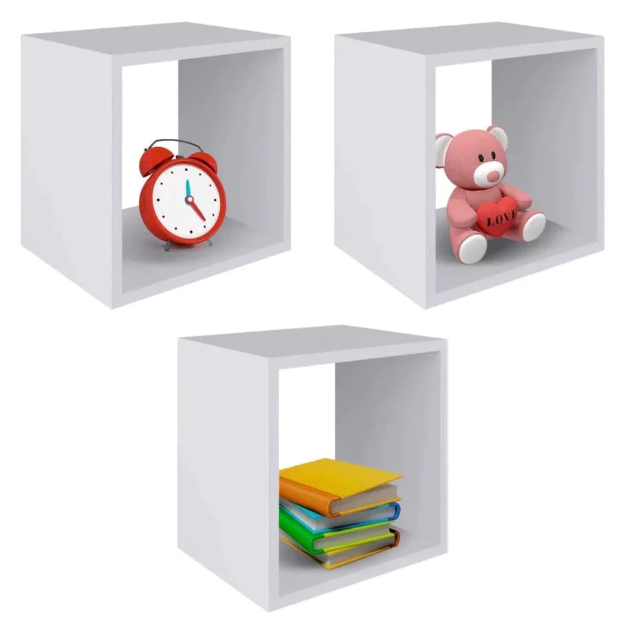 Kit 3 Nichos 30x30 Branco Sala Quarto Banheiro Decoração