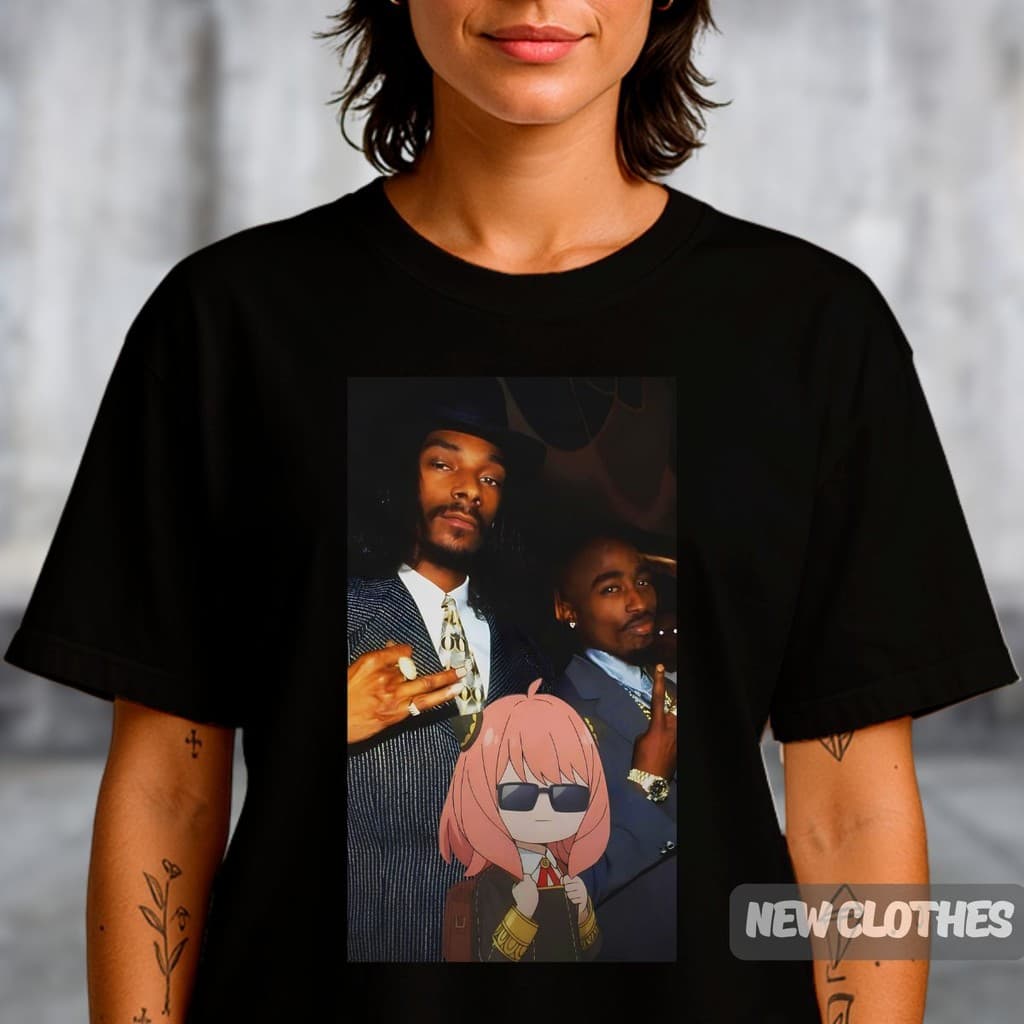 Camiseta Anya Gangster Snoop Dog Tupac Spy X Family Anime Engraçado